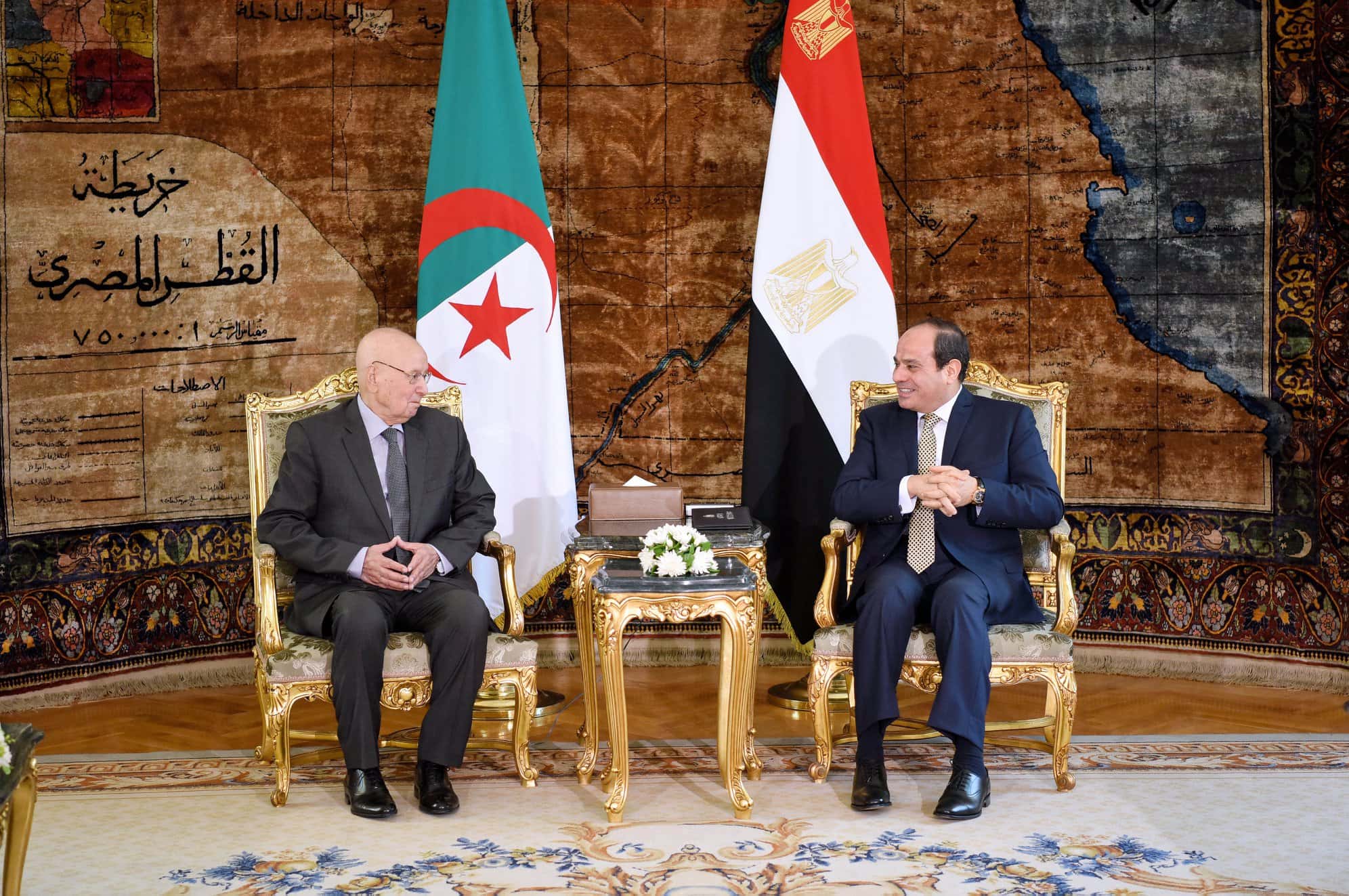 الرئيس المصري، عبد الفتاح السيسي، مع نظيره الجزائري، عبد المجيد تبون